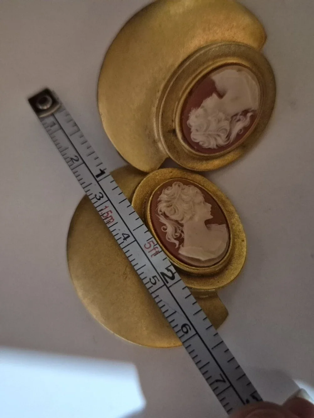 Very Rare Vintage Gold Matte Cameo Earrings